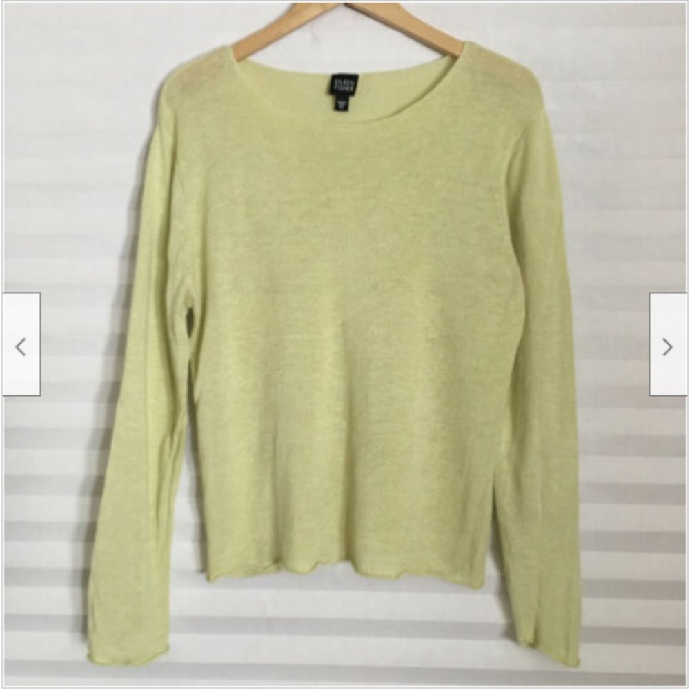 Eileen Fisher 100% Linen Long Sleeve Sweater Top - Picture 1 of 8